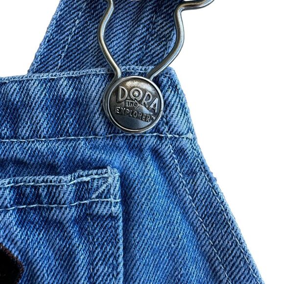 Dora The Explorer Vintage Nick Jr. Denim Embroidered Overalls Girls 4 - Picture 4 of 6